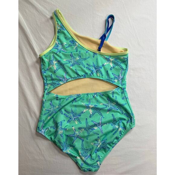 Lands End 1 Piece Starfish Swimsuit‎ Blue Green Size XL 14-16 - Picture 5 of 8